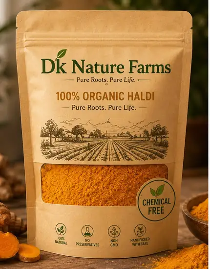 DK Nature Farms organic haldi powder pouch