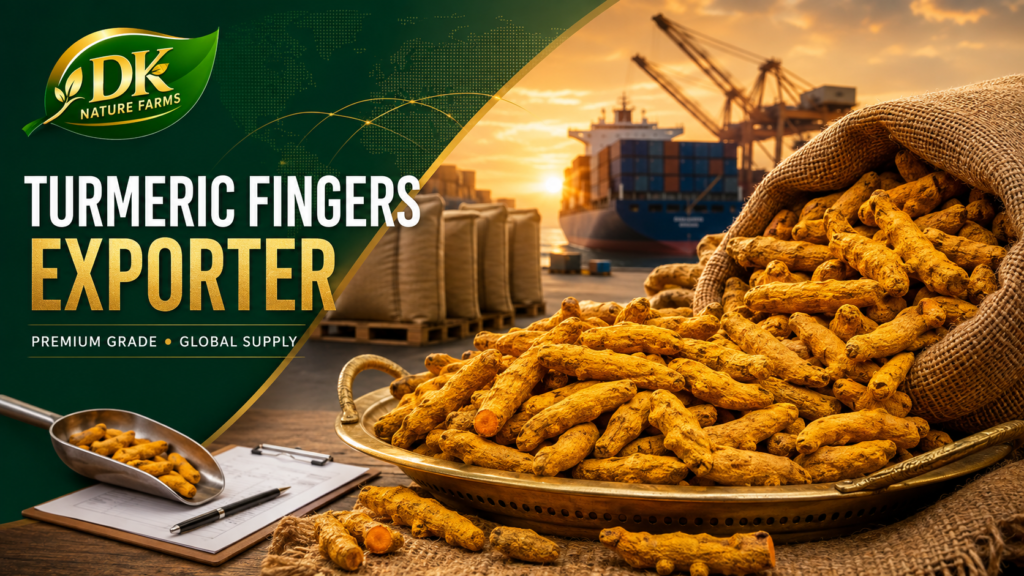 Turmeric fingers exporter guide with dried Indian haldi roots ready for bulk supply